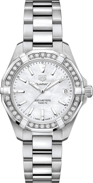  Shop Authentic Tag Heuer Aquaracer Diamonds Mother of Pearl Dial Silver Steel Strap Watch for Women - WBD1313.BA0740 - Luxxuri