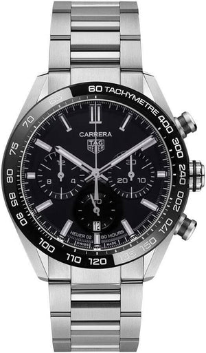  Shop Authentic Tag Heuer Carrera Automatic Chronograph Black Dial Silver Steel Strap Watch for Men - CBN2A1B.BA0643 - Luxxuri