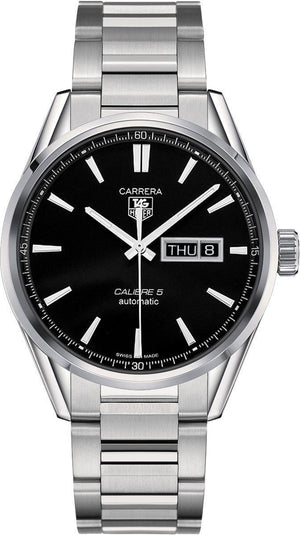  Shop Authentic Tag Heuer Carrera Calibre 5 Automatic Black Dial Silver Steel Strap Watch for Men - WAR201A.BA0723 - Luxxuri
