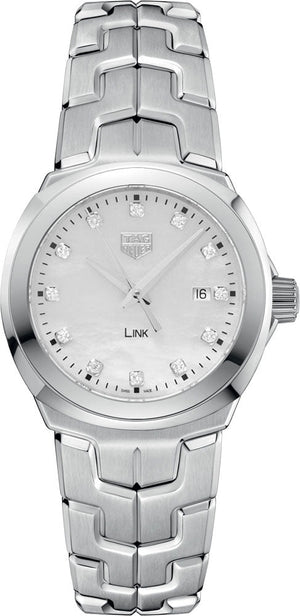  Shop Authentic Tag Heuer Link Quartz Diamonds Mother of Pearl Dial Silver Steel Strap Watch for Women - WBC1312.BA0600 - Luxxuri