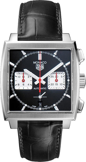  Shop Authentic Tag Heuer Monaco Automatic Chronograph Black Dial Black Leather Strap Watch for Men - CBL2113.FC6177 - Luxxuri