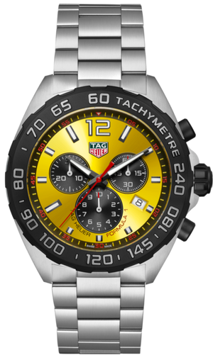  Shop Authentic Tag Heuer Formula 1 Quartz Chronograph Yellow Dial Silver Steel Strap Watch for Men - CAZ101AM.BA0842 - Luxxuri