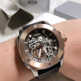  Shop Authentic Fossil Modern Machine Automatic Skeleton Dial Black Leather Strap Watch for Men - ME3082 - Luxxuri