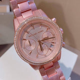  Shop Authentic Michael Kors Ritz Chronograph Rose Gold Dial Rose Gold Steel Strap Watch For Women - MK6753 - Luxxuri