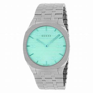  Shop Authentic Gucci 25H Quartz Turquoise Dial Silver Steel Strap Watch For Women - YA163409 - Luxxuri
