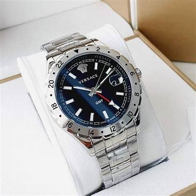  Shop Authentic Versace Hellenyium GMT Blue Dial Silver Steel Strap Watch for Men - V11010015 - Luxxuri
