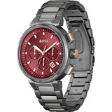  Shop Authentic Hugo Boss One Chronograph Red Dial Grey Steel Strap Watch For Men - 1514000 - Luxxuri