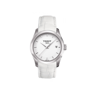  Shop Authentic Tissot Couturier Lady Silver Dial White Leather Strap Watch For Women - T035.210.16.011.00 - Luxxuri