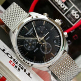  Shop Authentic Tissot PR 100 Chronograph Black Dial Silver Mesh Bracelet Watch For Men - T101.417.11.051.01 - Luxxuri