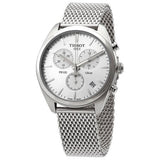  Shop Authentic Tissot PR 100 Chronograph White Dial Silver Mesh Bracelet Watch For Men - T101.417.11.031.02 - Luxxuri