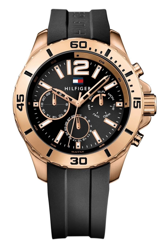  Shop Authentic Tommy Hilfiger Sport Multifunction Black Dial Black Rubber Strap Watch for Men - 1791145 - Luxxuri