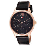  Shop Authentic Tommy Hilfiger Damon Quartz Black Dial Black Leather Strap Watch for Men - 1791419 - Luxxuri
