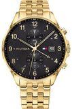  Shop Authentic Tommy Hilfiger West Chronograph Quartz Black Dial Gold Steel Strap Watch For Men - 1791708 - Luxxuri