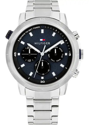  Shop Authentic Tommy Hilfiger Troy Chronograph Blue Dial Silver Steel Strap Watch For Men - 1792104 - Luxxuri