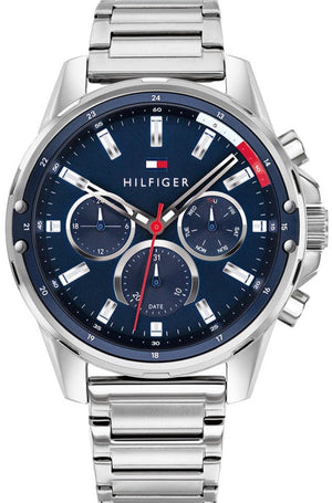  Shop Authentic Tommy Hilfiger Mason Quartz Blue Dial Silver Steel Strap Watch for Men - 1791788 - Luxxuri