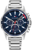  Shop Authentic Tommy Hilfiger Mason Quartz Blue Dial Silver Steel Strap Watch for Men - 1791788 - Luxxuri