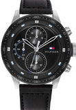  Shop Authentic Tommy Hilfiger Trent Chronograph Quartz Black Dial Black Leather Strap Watch For Men - 1791810 - Luxxuri