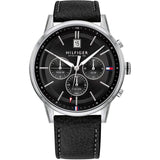  Shop Authentic Tommy Hilfiger Kyle Quartz Black Dial Black Leather Strap Watch for Men - 1791630 - Luxxuri