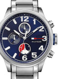  Shop Authentic Tommy Hilfiger Jackson Chronograph Blue Dial Silver Steel Strap Watch for Men - 1791242 - Luxxuri
