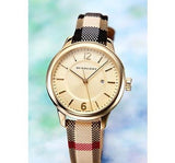  Shop Authentic Burberry Classic Champagne Gold Dial Horseferry Leather Strap Watch for Women - BU10104 - Luxxuri