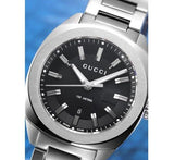  Shop Authentic Gucci GG2570 Quartz Black Dial Silver Steel Strap Watch For Men - YA142401 - Luxxuri