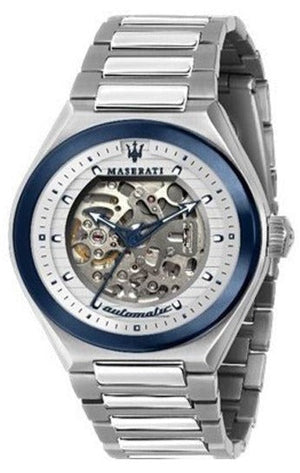  Shop Authentic Maserati Triconic Automatic Skeleton Grey Dial Silver Steel Strap Watch For Men - R8823139002 - Luxxuri