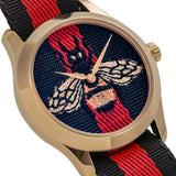  Shop Authentic Gucci G Timeless Bee Red & Blue Dial Red Two Tone Nylon Strap Watch For Men - YA1264061 - Luxxuri