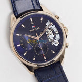  Shop Authentic Tommy Hilfiger Baker Chronograph Quartz Blue Dial Blue Leather Strap Watch For Men - 1710451 - Luxxuri