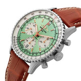  Shop Authentic Breitling Navitimer B01 Chronograph 41 Green Dial Brown Leather Strap Watch for Men - AB0139211L1P1 - Luxxuri