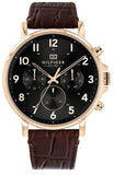  Shop Authentic Tommy Hilfiger Daniel Black Dial Brown Leather Strap Watch for Men - 1710379 - Luxxuri