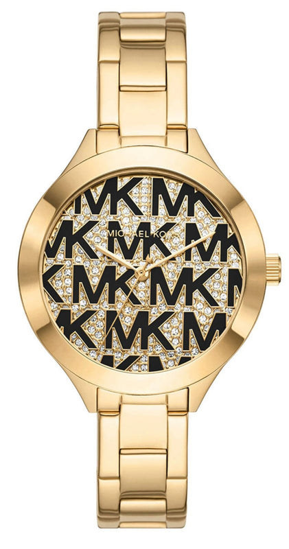  Shop Authentic Michael Kors Slim Runway Crystals Gold Dial Gold Steel Strap Watch for Women - MK4659 - Luxxuri