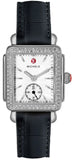 Michele Deco Mother of Pearl Dial Black Leather Strap Watch For Women - MWW06V000005
