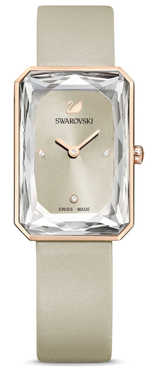  Shop Authentic Swarovski Uptown Crystal Grey Dial Grey Leather Strap Watch for Women - 5547716 - Luxxuri