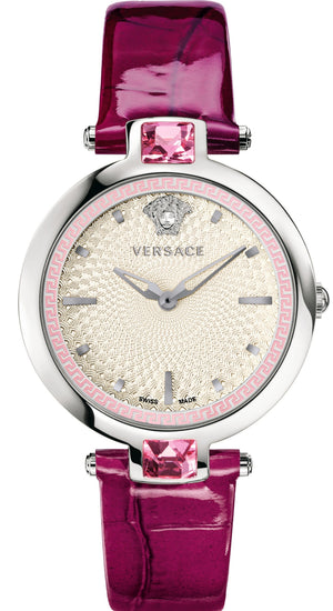  Shop Authentic Versace Olympo Crystal Gleam White Dial Purple Leather Strap Watch for Women - VAN010016 - Luxxuri