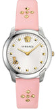  Shop Authentic Versace Audrey Quartz White Dial Pink Leather Strap Watch for Women - VELR00119 - Luxxuri