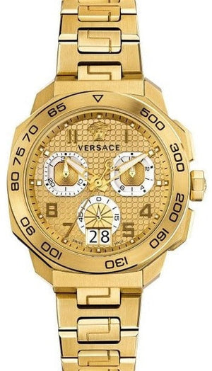  Shop Authentic Versace Dylos Chronograph Gold Dial Gold Steel Strap Watch for Men - VQC040015 - Luxxuri