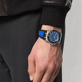  Shop Authentic Versace Chain Reaction Quartz Blue Dial Blue & Black Leather Strap Watch for Men - VEDY00119 - Luxxuri