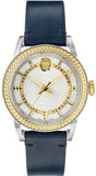  Shop Authentic Versace Viamond Quartz White Dial Blue Leather Strap Watch For Men - VEPO00120 - Luxxuri