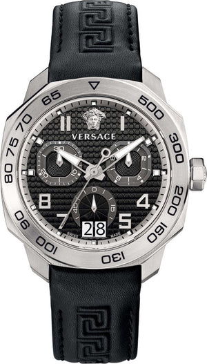  Shop Authentic Versace Dylos Analog Black Dial Black Leather Strap Watch for Men - VQC010015 - Luxxuri