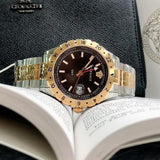  Shop Authentic Versace Hellenyium GMT Black Dial Two Tone Steel Strap Watch for Men - V11040015 - Luxxuri