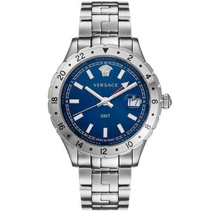  Shop Authentic Versace Hellenyium GMT Blue Dial Silver Steel Strap Watch for Men - V11010015 - Luxxuri