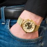  Shop Authentic Versace V Circle Quartz Gold Dial Gold Mesh Bracelet Watch For Men - VBQ070017 - Luxxuri