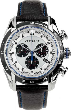  Shop Authentic Versace V-Ray Quartz Silver Dial Black Leather Strap Watch for Men - VDB010014 - Luxxuri