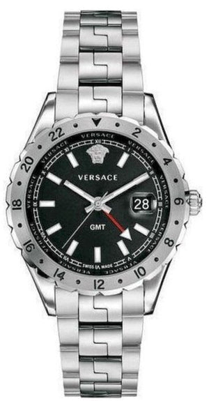  Shop Authentic Versace Hellenyium GMT Black Dial Silver Steel Strap Watch for Men - V11020015 - Luxxuri