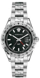  Shop Authentic Versace Hellenyium GMT Black Dial Silver Steel Strap Watch for Men - V11020015 - Luxxuri