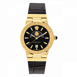  Shop Authentic Versace Greca Moonphase Analog Black Dial Black Leather Strap Watch For Men - VE7G00123 - Luxxuri
