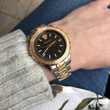  Shop Authentic Versace Hellenyium Brown Dial Two Tone Steel Strap Watch for Women - V12040015 - Luxxuri