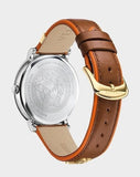  Shop Authentic Versace V Circle Quartz Silver Dial Brown Leather Strap Watch For Women - VBP04017 - Luxxuri