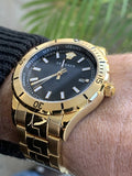  Shop Authentic Versace Hellenyium Quartz Black Dial Gold Steel Strap Watch For Men - VE3A00820 - Luxxuri