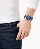  Shop Authentic Versace Chain Reaction Quartz Blue Dial Blue & Black Leather Strap Watch for Men - VEDY00119 - Luxxuri